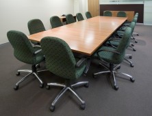 Delta 33 Polished Rectangle Shape Boardtable. 3600 X 1500 On Timber H Base. Polished Timber Veneer